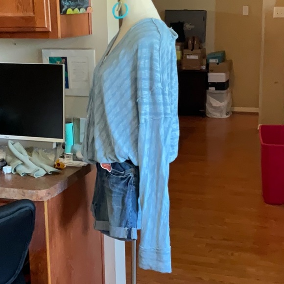 Free People Laguna White Indigo Wrap Top Size L, NWT - Picture 2 of 14